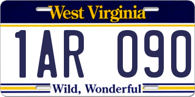 WV license plate 1AR090