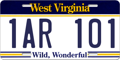 WV license plate 1AR101