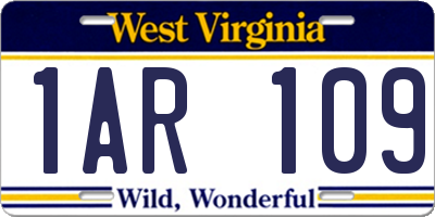 WV license plate 1AR109