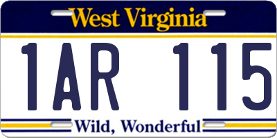 WV license plate 1AR115