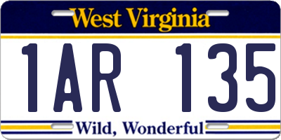 WV license plate 1AR135