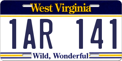 WV license plate 1AR141