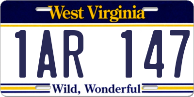 WV license plate 1AR147