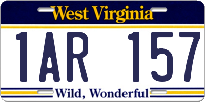 WV license plate 1AR157