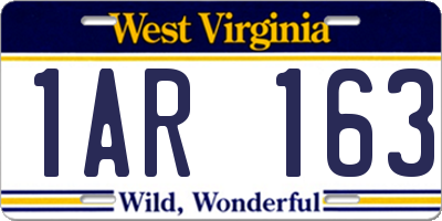 WV license plate 1AR163