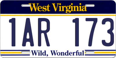 WV license plate 1AR173