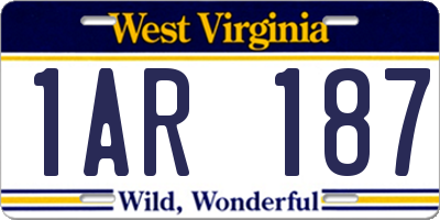 WV license plate 1AR187