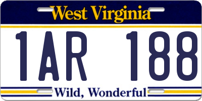 WV license plate 1AR188