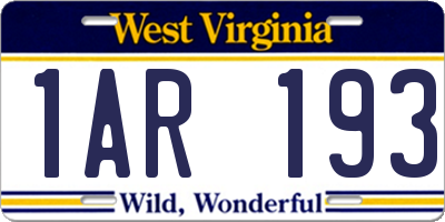 WV license plate 1AR193