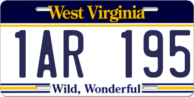 WV license plate 1AR195