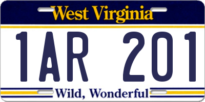 WV license plate 1AR201