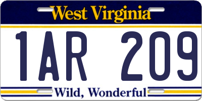 WV license plate 1AR209