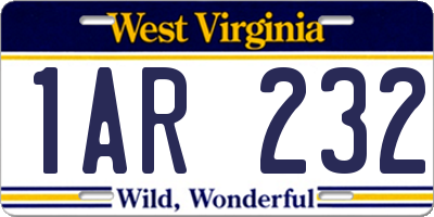 WV license plate 1AR232
