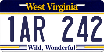 WV license plate 1AR242