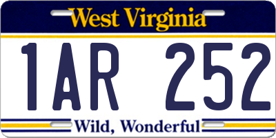 WV license plate 1AR252