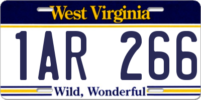 WV license plate 1AR266