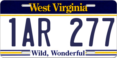 WV license plate 1AR277