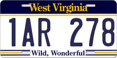 WV license plate 1AR278