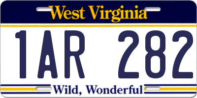 WV license plate 1AR282