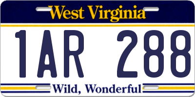 WV license plate 1AR288