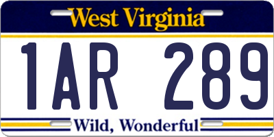 WV license plate 1AR289