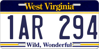 WV license plate 1AR294
