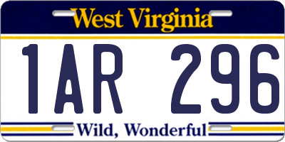 WV license plate 1AR296
