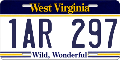 WV license plate 1AR297
