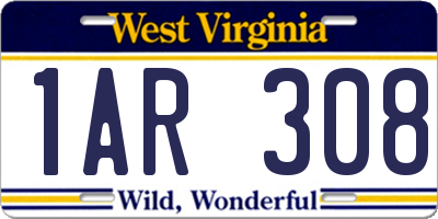 WV license plate 1AR308