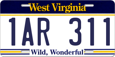 WV license plate 1AR311