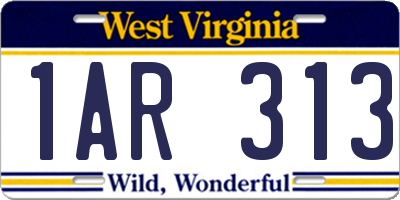 WV license plate 1AR313