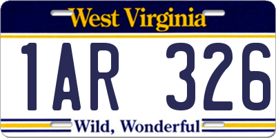 WV license plate 1AR326