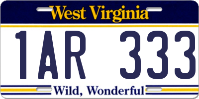 WV license plate 1AR333