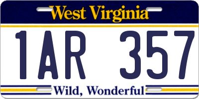 WV license plate 1AR357