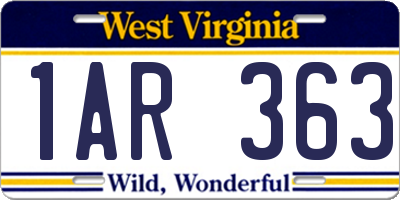 WV license plate 1AR363