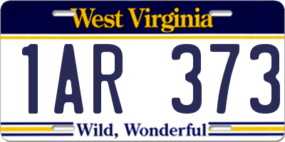 WV license plate 1AR373
