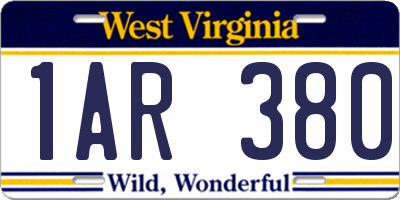 WV license plate 1AR380