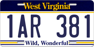 WV license plate 1AR381