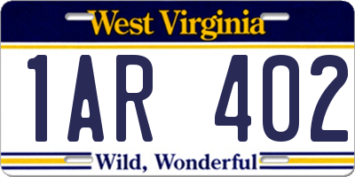 WV license plate 1AR402