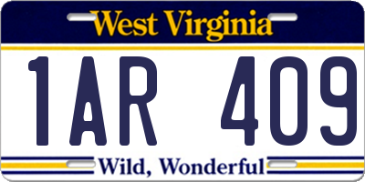 WV license plate 1AR409