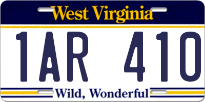 WV license plate 1AR410