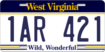 WV license plate 1AR421