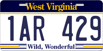 WV license plate 1AR429