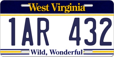 WV license plate 1AR432
