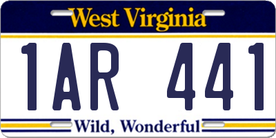 WV license plate 1AR441