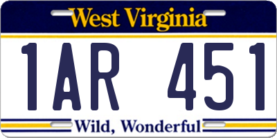 WV license plate 1AR451