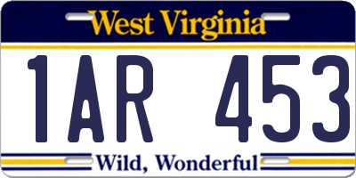 WV license plate 1AR453