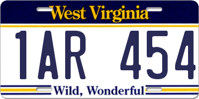 WV license plate 1AR454