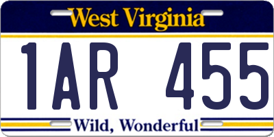 WV license plate 1AR455