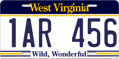 WV license plate 1AR456